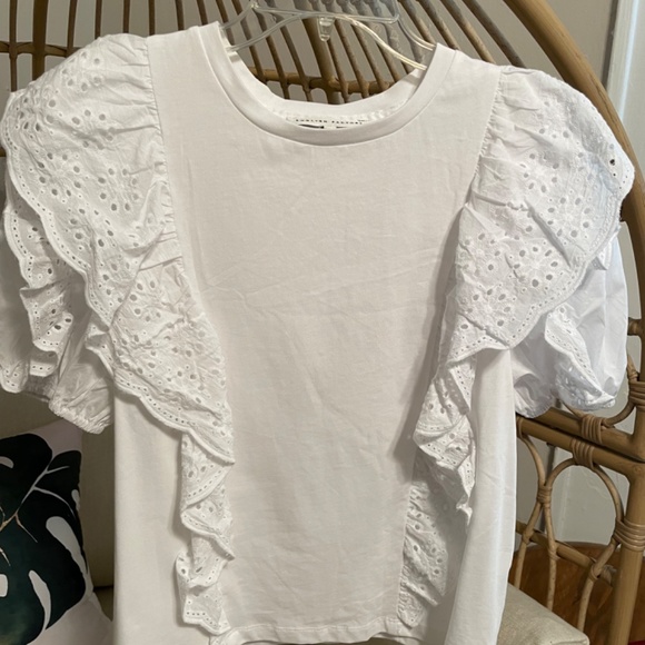 English Factory White Eyelet Ruffle Top - Picture 3 of 6